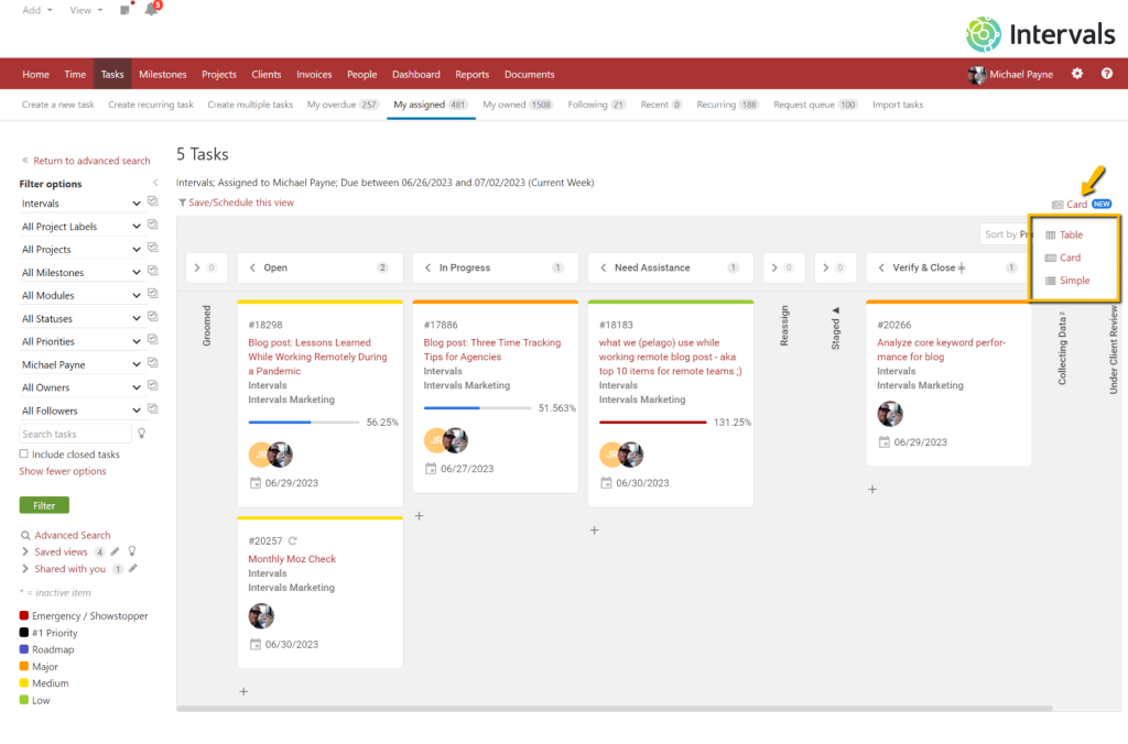 Intervals Kanban Board