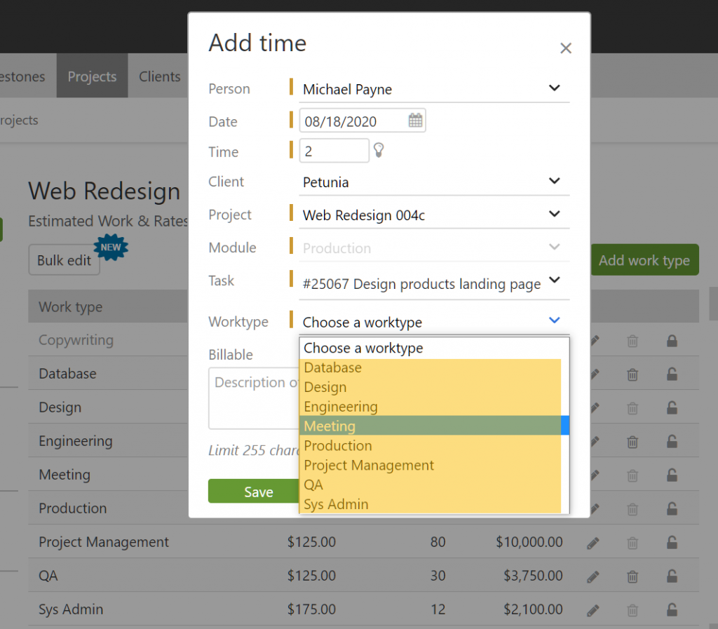 Add Time Work Types