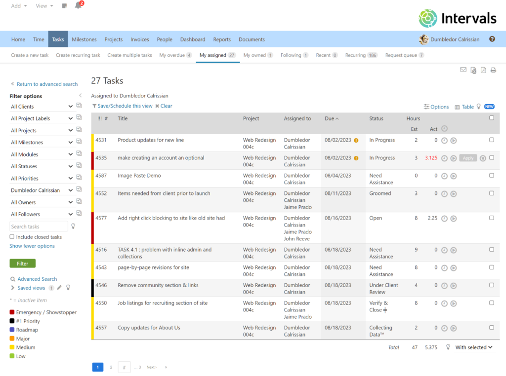 Task Table View